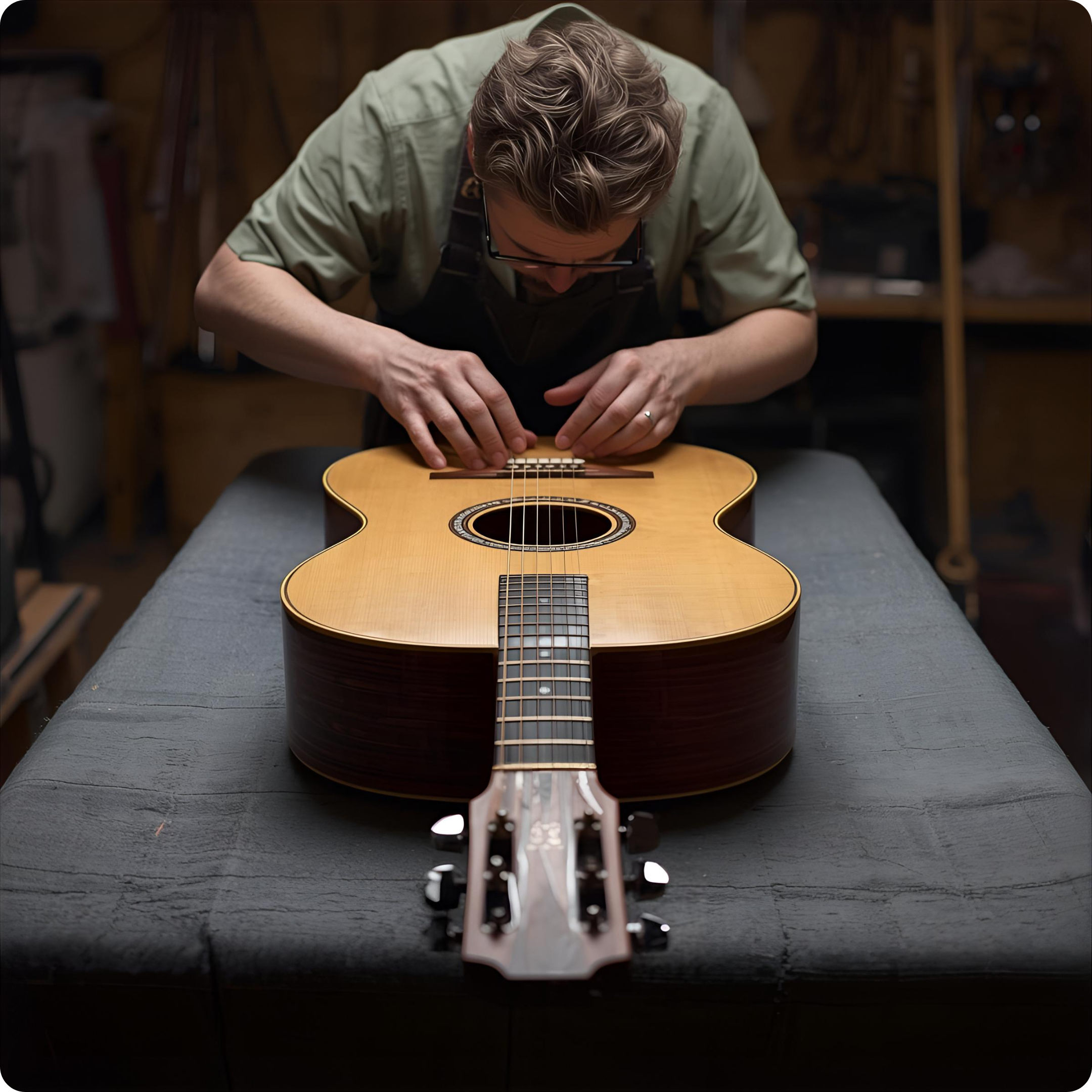 Luthier-Stringing-Guitar
