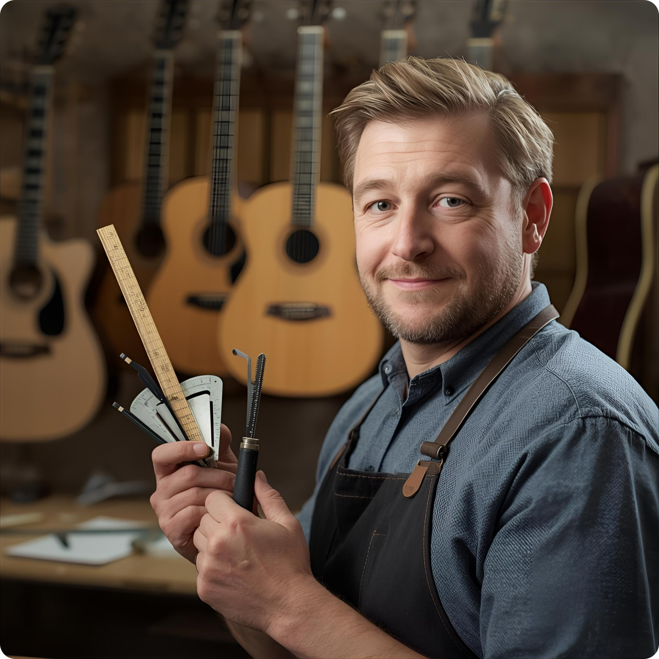 Luthier with tools Luthier with tools